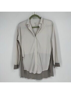 Aday top womens XS white gray striped something borrowed relaxed tunic shirt